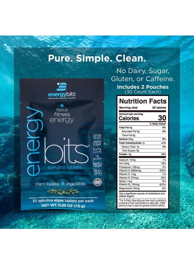 ENERGYBITS ENERGYbits/RECOVERYbits - Organic Spirulina & Chlorella Tablets - Single Serving Sample Packs - Algae Superfood - High Protein, Chlorophyll - Self Care - Vegan, Keto, Gluten Free - 4 Bags, 30/Bag - Image 5