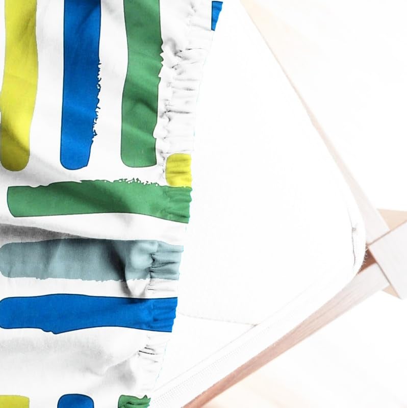 BSB HOME Premium Cotton 220tc Fitted Bedsheets with 2 Pillow Covers | King Size Bed with All Around Elastic 220 TC Supersoft Printed Pattren Breathable |Size-78 x72+10 inches |Blue White & Green - Image 4