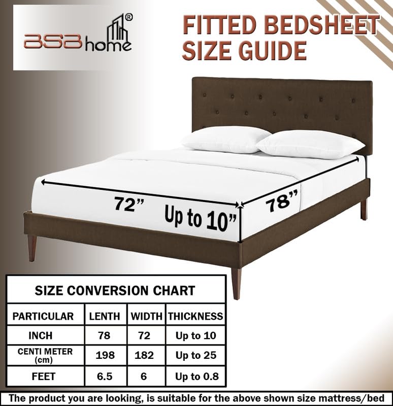 BSB HOME Premium Cotton 220tc Fitted Bedsheets with 2 Pillow Covers | King Size Bed with All Around Elastic 220 TC Supersoft Printed Pattren Breathable |Size-78 x72+10 inches |Blue White & Green - Image 5