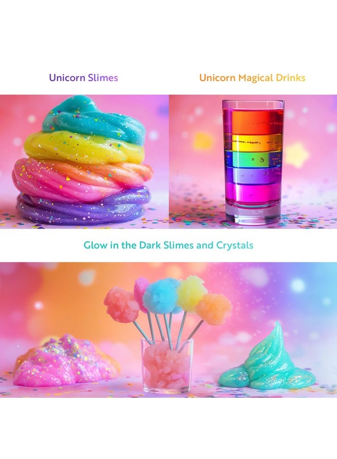 Playz Unicorn Slime & Crystals 100+ Science Experiments Kit Gift For Girls & Boys To Make Glow In The Dark Unicorn Poop, Snot, Fluffy Slime, Crystals, Putty, Arts & Crafts For Kids Age 8-12  - Image 3