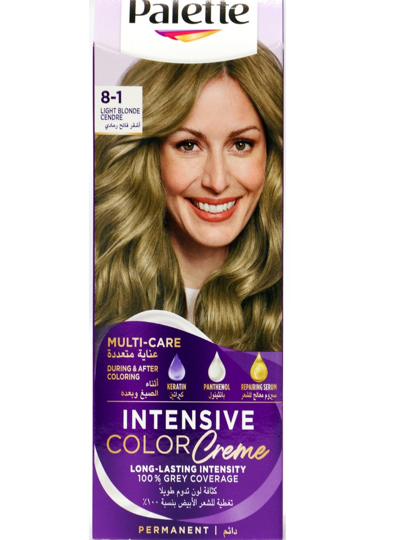 Palette Palette Intensive Color Creme 8-1Light Blonde Cendre  110 ML - Image 1