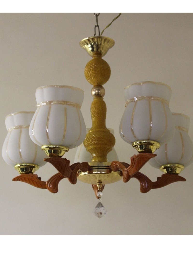 Generic Modern Chandelier- Decorative glass shade-2090/5 Yellow  - Image 1