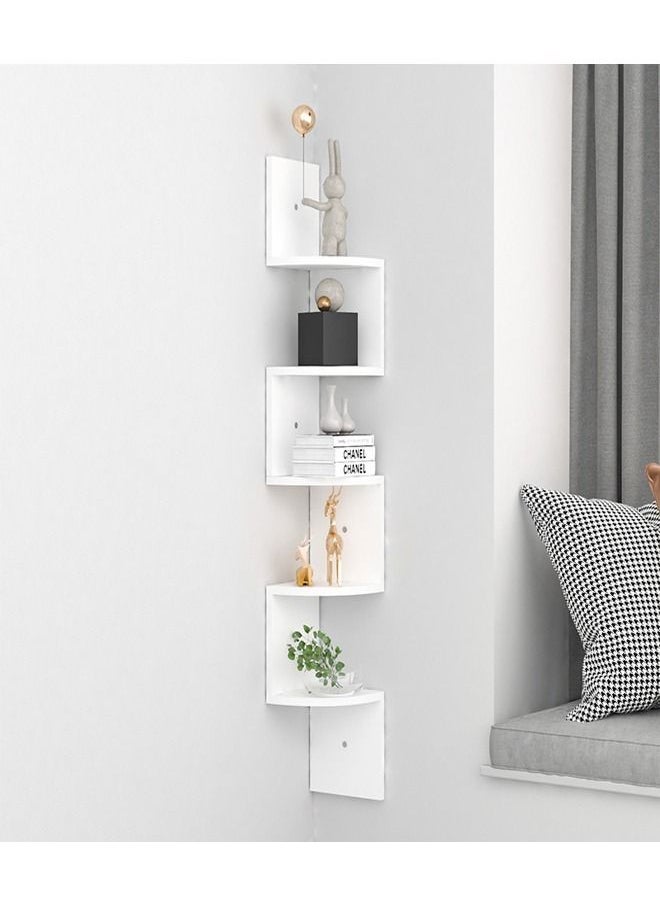 C&C Home - 5-Tiers Wall Mounted Floating Shelf Wood Decorative Rack Corner Display Rack Multiple Storage Shelfs for Living Room Bedroom 20x20x125 cm - Image 1