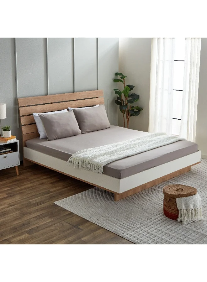 Home Box Derby Solid Microfiber Queen Fitted Sheet - 150x200+25 cm