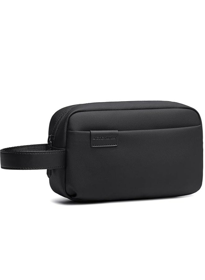 أركتيك هانتر حقيبة أدوات الزينة الصغيرة Arctic Hunter للرجال، حقيبة أدوات الحلاقة، حقيبة سفر مقاومة للماء بحجم A5، حقيبة تخزين وحقيبة غسيل يدوية لملحقات الأجهزة الإلكترونية المحمولة، لون أسود - Image 1