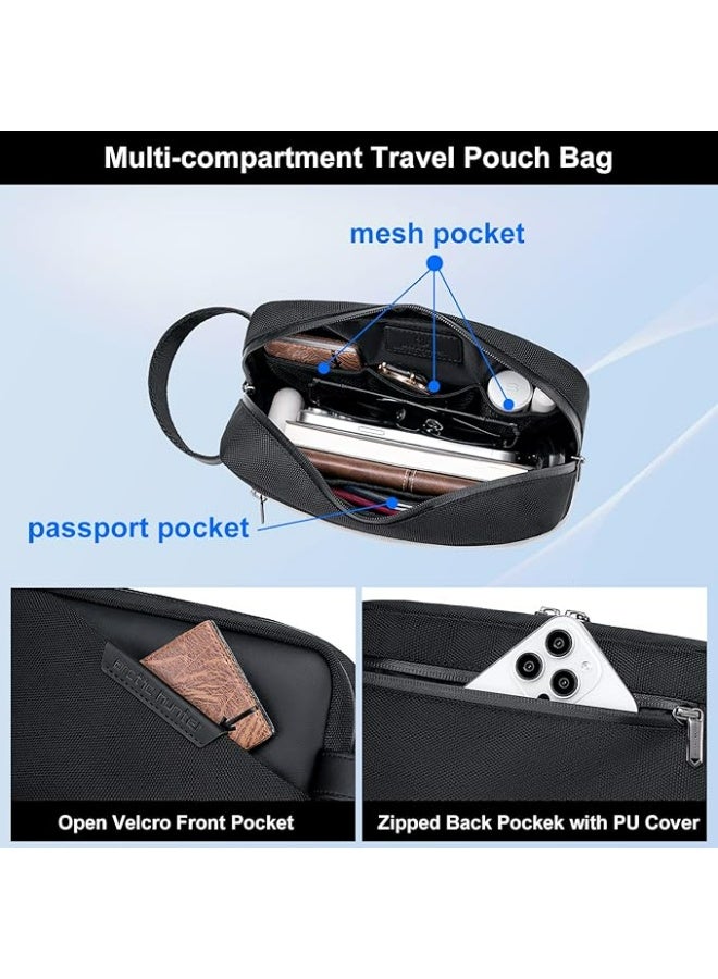 أركتيك هانتر حقيبة أدوات الزينة الصغيرة Arctic Hunter للرجال، حقيبة أدوات الحلاقة، حقيبة سفر مقاومة للماء بحجم A5، حقيبة تخزين وحقيبة غسيل يدوية لملحقات الأجهزة الإلكترونية المحمولة، لون أسود - Image 2