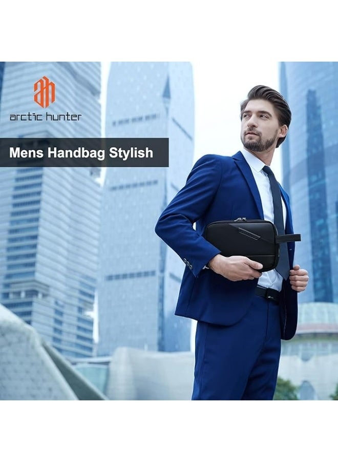 أركتيك هانتر حقيبة أدوات الزينة الصغيرة Arctic Hunter للرجال، حقيبة أدوات الحلاقة، حقيبة سفر مقاومة للماء بحجم A5، حقيبة تخزين وحقيبة غسيل يدوية لملحقات الأجهزة الإلكترونية المحمولة، لون أسود - Image 5