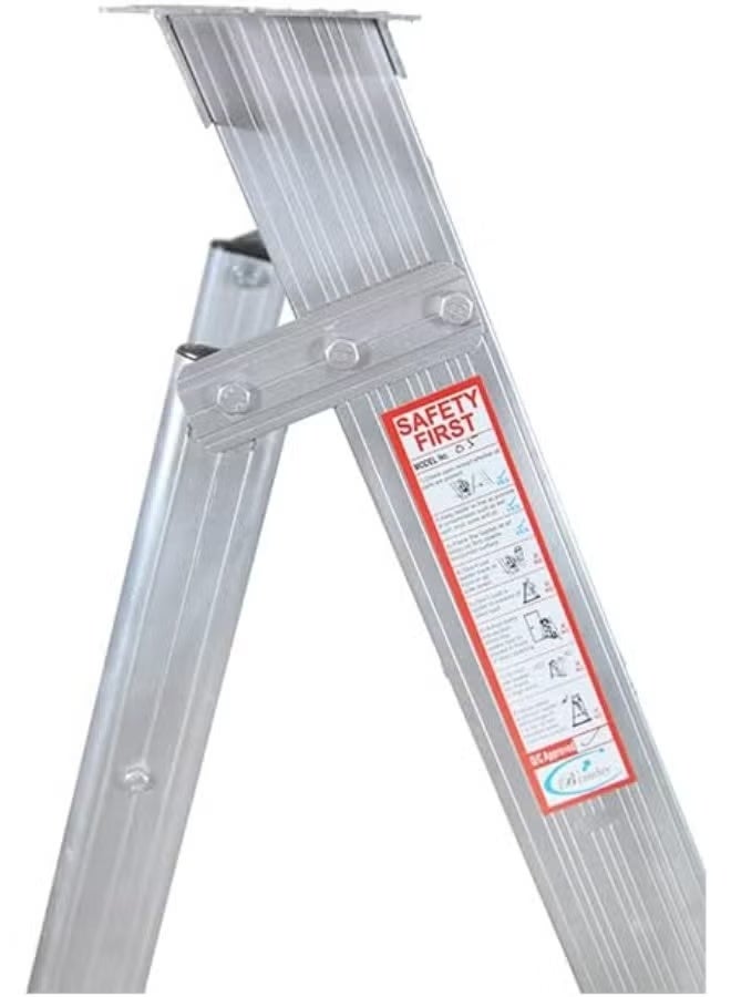 5-Step Aluminum Home Ladder – Strong & Lightweight with Non-Slip Rubber Steps and Base – Safe, Foldable & Easy to Store – Elegant Silver Finish - Image 1