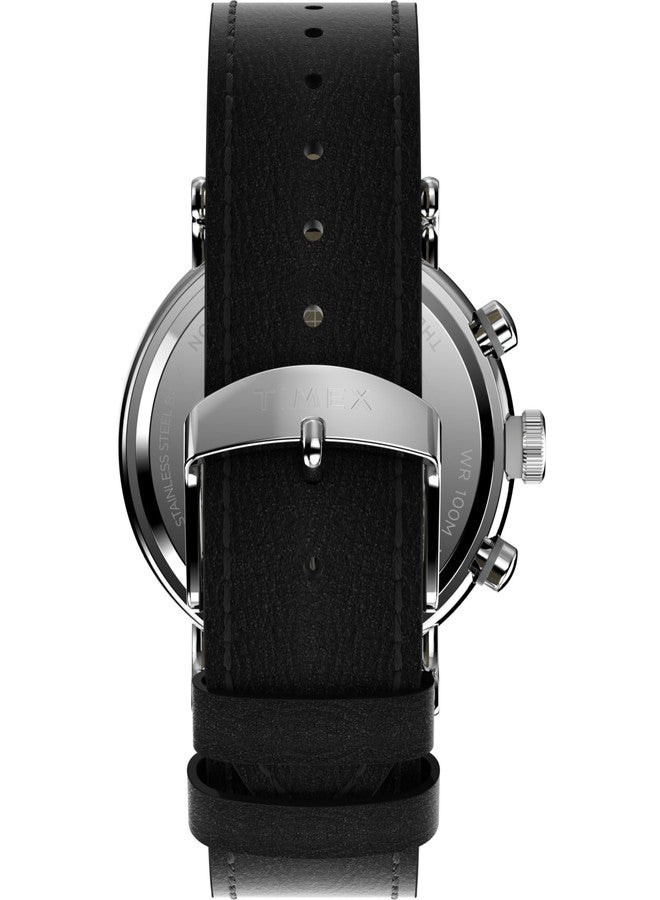 Timex Men's Waterbury Standard 43mm Watch - Black Strap Silver-Tone Dial Silver-Tone Case - Image 3