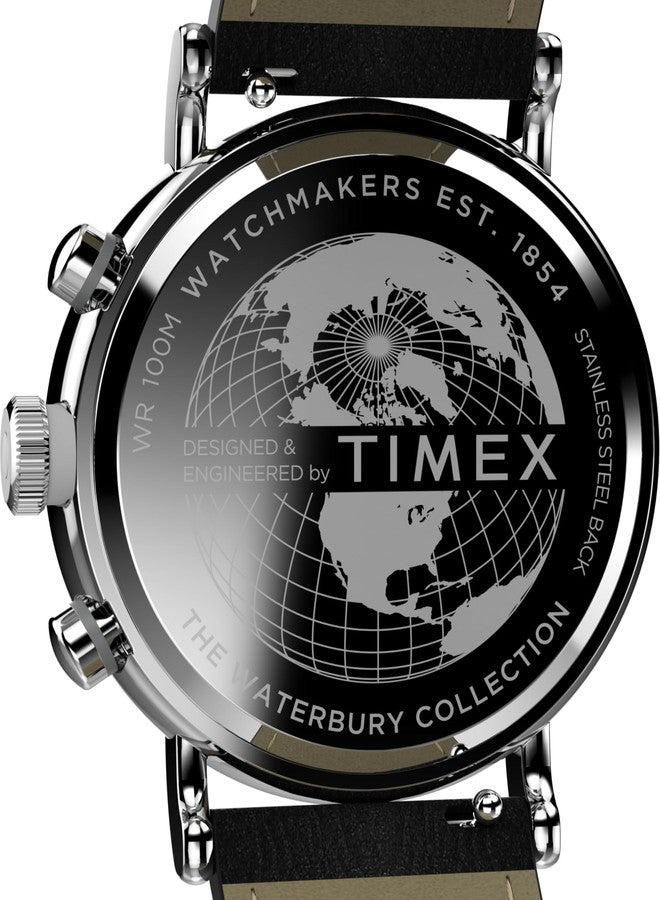 Timex Men's Waterbury Standard 43mm Watch - Black Strap Silver-Tone Dial Silver-Tone Case - Image 4