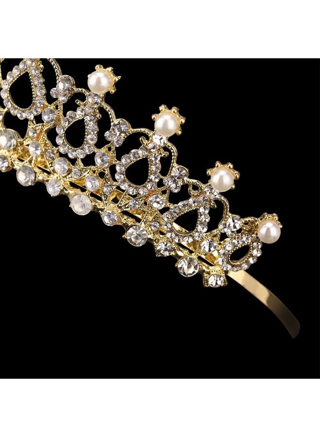 Sppry Women Tiara With Comb Pearl Crystal Crown For Bridal Queen Princess Girls At Wedding Birthday Pageant (Gold) - Image 4