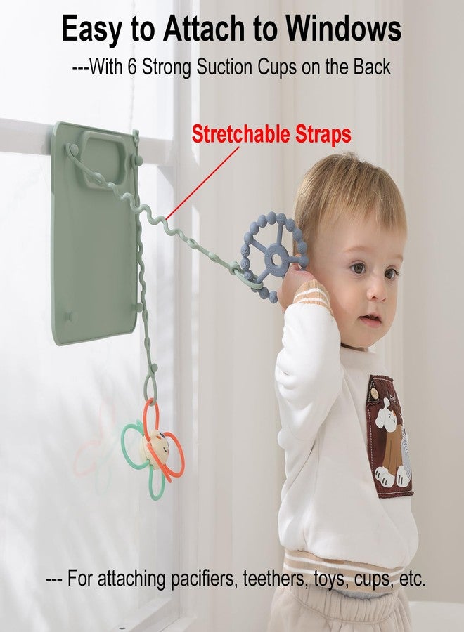 Seposeve 2 Pack Baby Silicone Mat, with Suction Base and 8 Stretchable Straps, Seposeve Baby Placemats, Activity Mat for Infants to Toddlers, Keeps Babies Essentials Off The Floor, Green Blue - Image 3