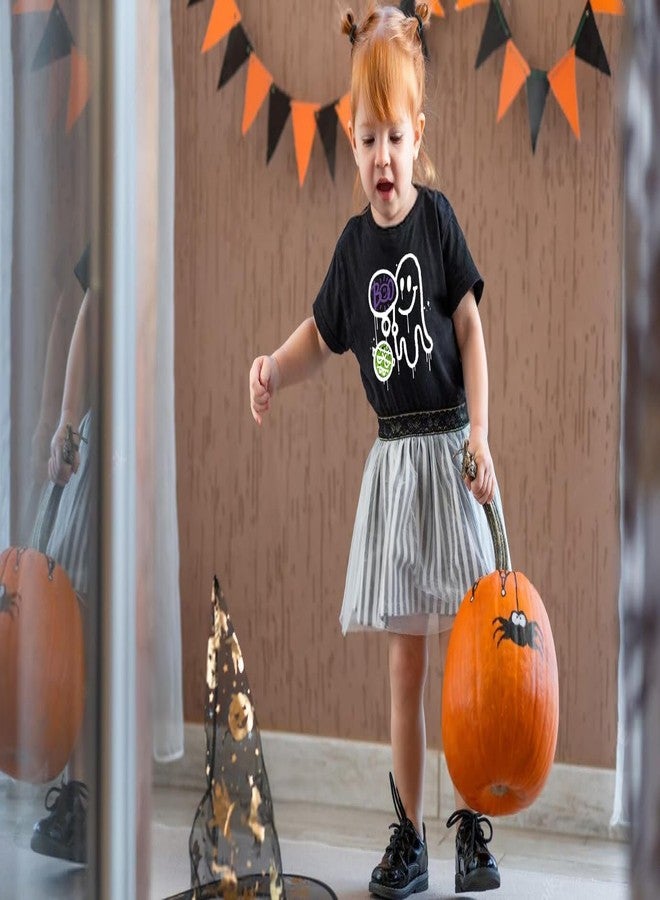 Blinket Halloween T Shirt Toddler Smiling Ghost Shirt Graffiti Graphic Shirts Black Print Short Sleeve Boo Letter Halloween Cotton Tees Tops for Baby Boys Girls(2T) - Image 5