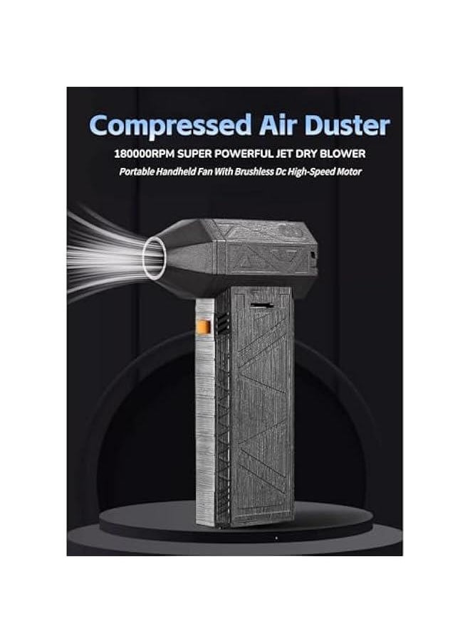 Generic - Compressed Air Duster, 180000RPM Super Powerful Jet Dry Blower Electric Air Duster, 3 Gear Portable Hand Held Mini Violent Fan for Home Car Computer Keyboard - Image 1