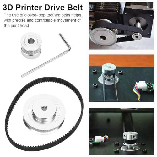 Serplex® Synchronous Wheel for 3D Printer Timing Pulley Printer Timing Gear for 3D Printer with FDM Tech 20 & 60 Teeth 5mm Bore Aluminum Timing Pulley with Length 200mm x6mm Belt - Image 3