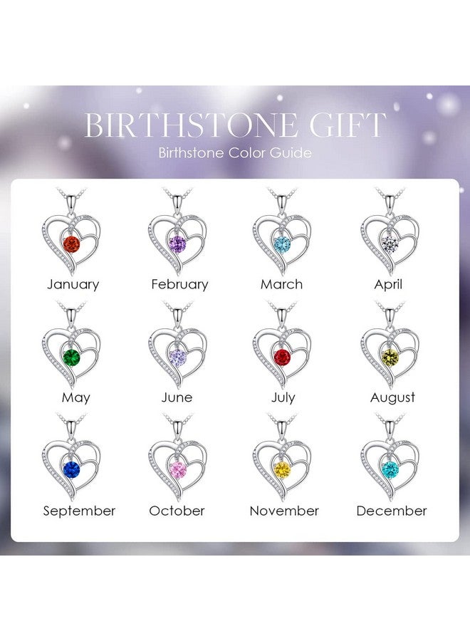 NINAMAID Heart Necklace 18K White Gold Birthstone Necklace For Women Sterling Silver Diamond Necklaces Jewelry Birthday Gifts For Women - Image 5