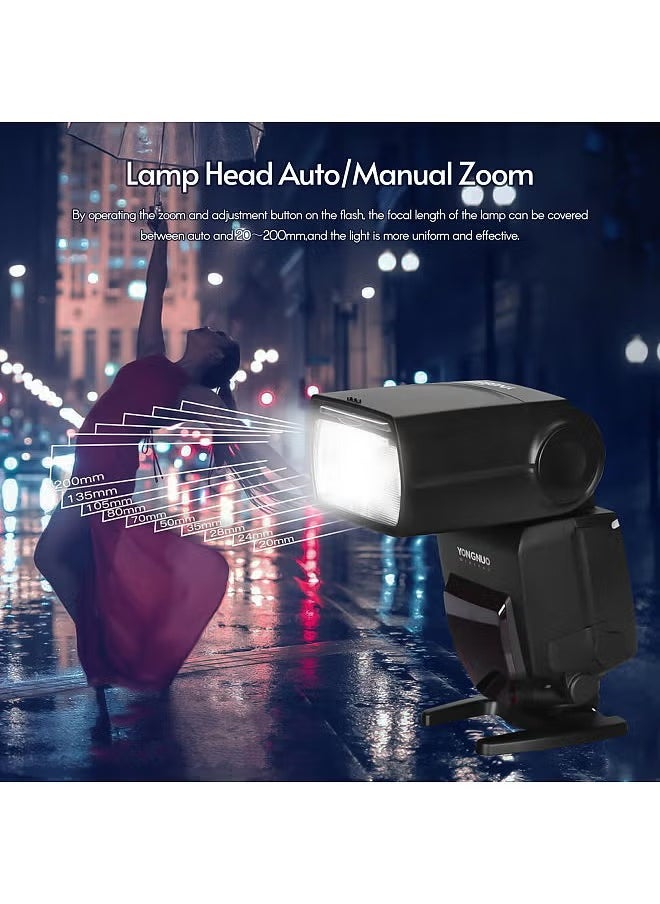 YONGNUO Camera Flash Speedlite, High Speed Sync External Flash With 2.4G Wireless Trigger System, Adjustable Angle Camera Flash Light With Oval Lamp Design, (1pc, Black)  - Image 4