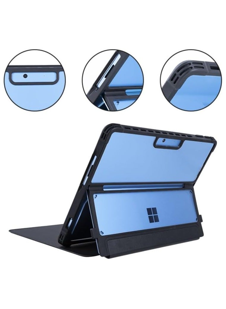 13 Inch Microsoft Surface Pro 11 / Pro 10 / Pro 9,Multi-Angle Stand Rugged Clear Leather Protective Cover,Compatible with Type Cover Keyboard - Image 2