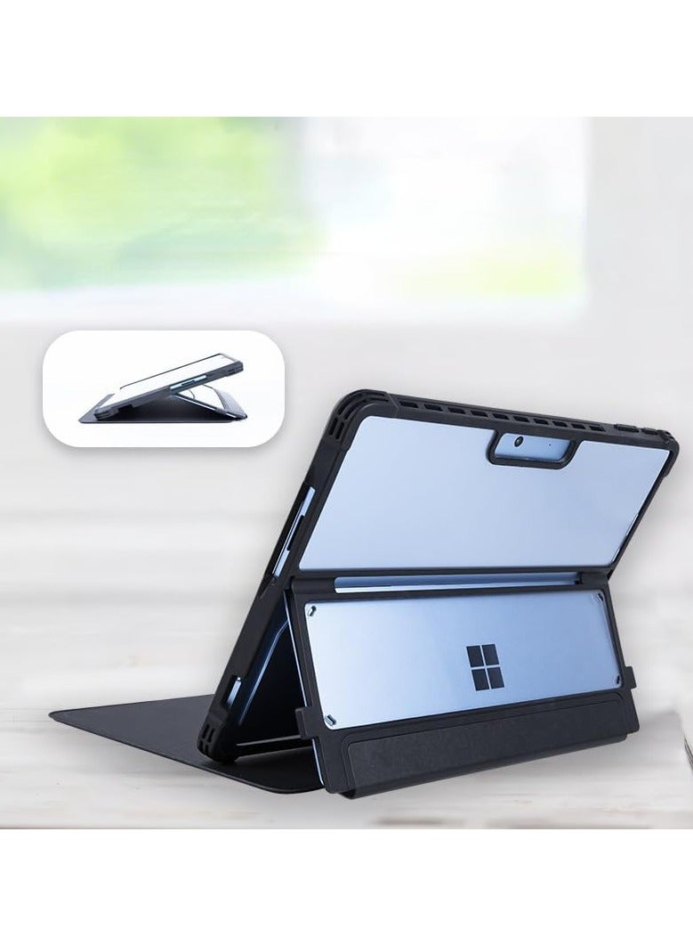 13 Inch Microsoft Surface Pro 11 / Pro 10 / Pro 9,Multi-Angle Stand Rugged Clear Leather Protective Cover,Compatible with Type Cover Keyboard - Image 5