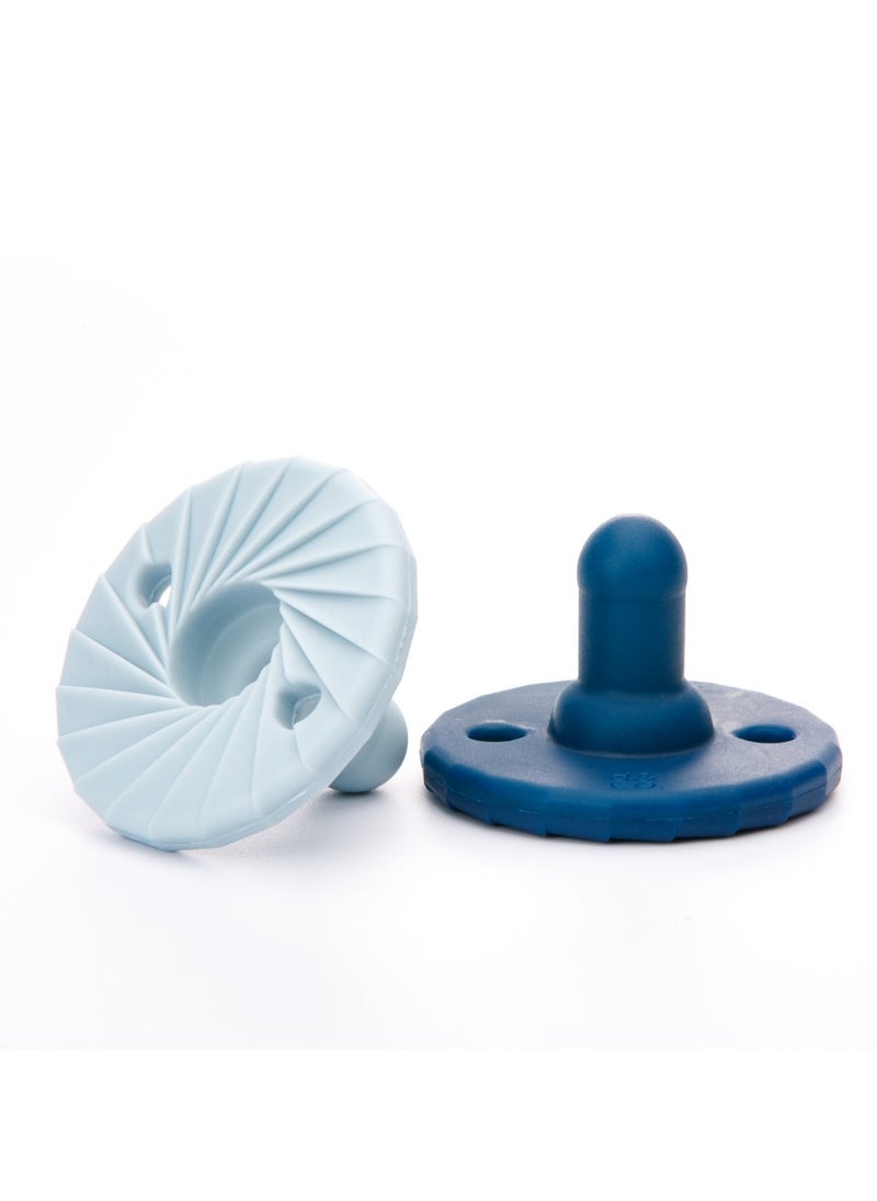 doddle & co. - Doddle & Co. Baby Pacifier, Natural Shape, 100% Silicone - Tokyo Pop Pacifier (3m+) - Navy/Cloud 9 - Image 1