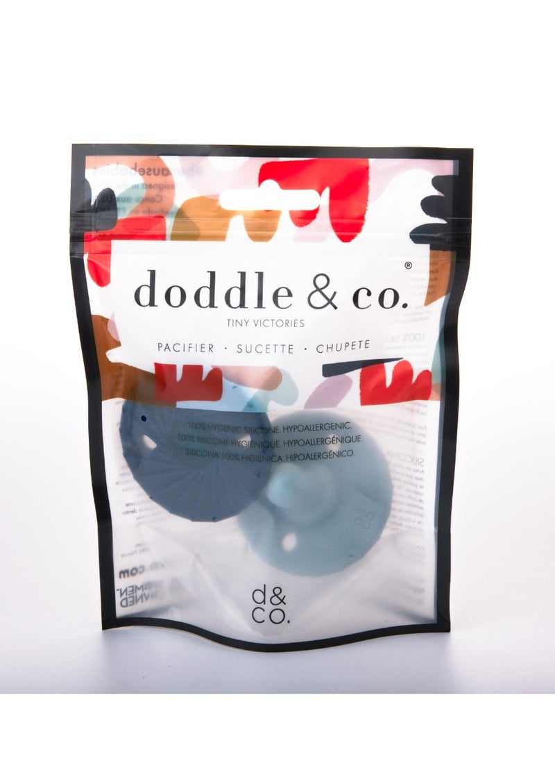 doddle & co. - Doddle & Co. Baby Pacifier, Natural Shape, 100% Silicone - Tokyo Pop Pacifier (3m+) - Navy/Cloud 9 - Image 1