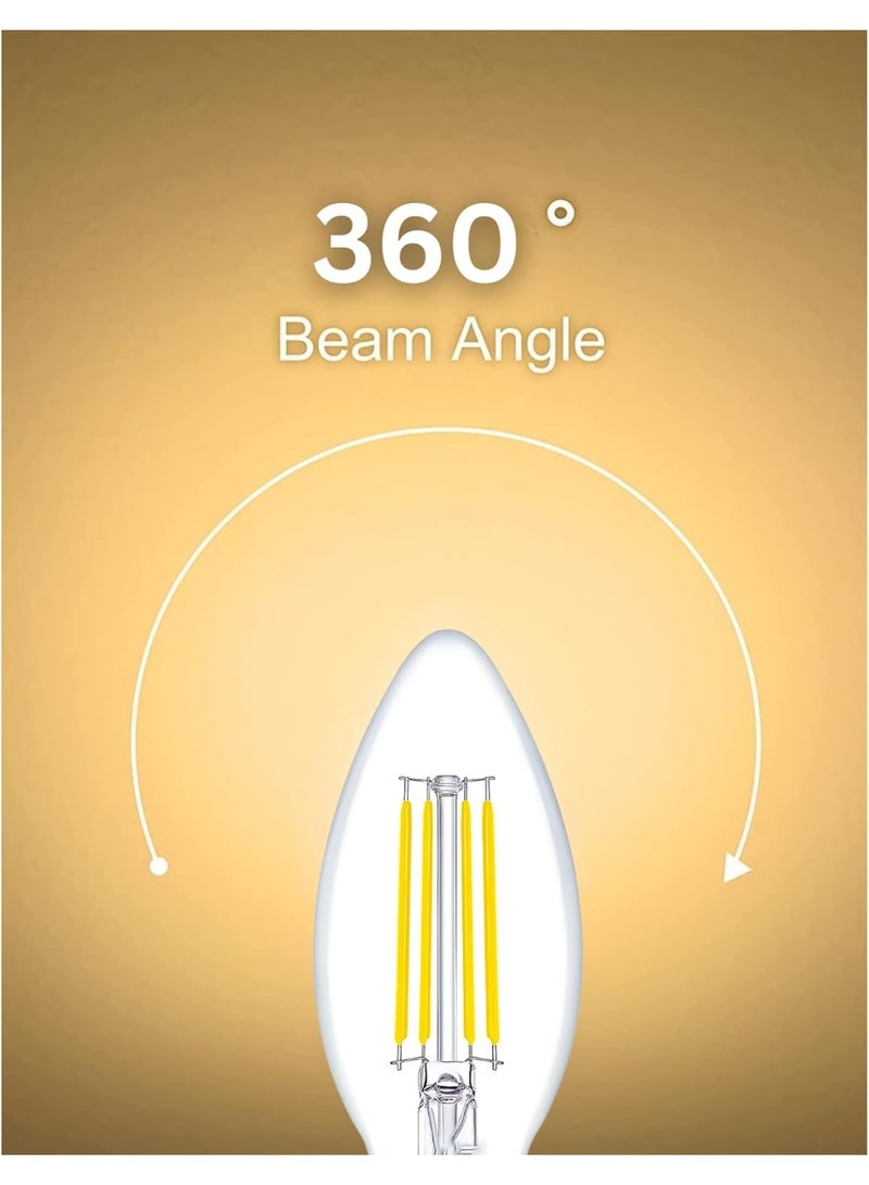 Levin Germany Led Bulb Candle 4W Filament Warm White 2700K Ideal For Chandeliers And Wall Lamps Energy Efficient Lighting Pack Of 6 - Image 4