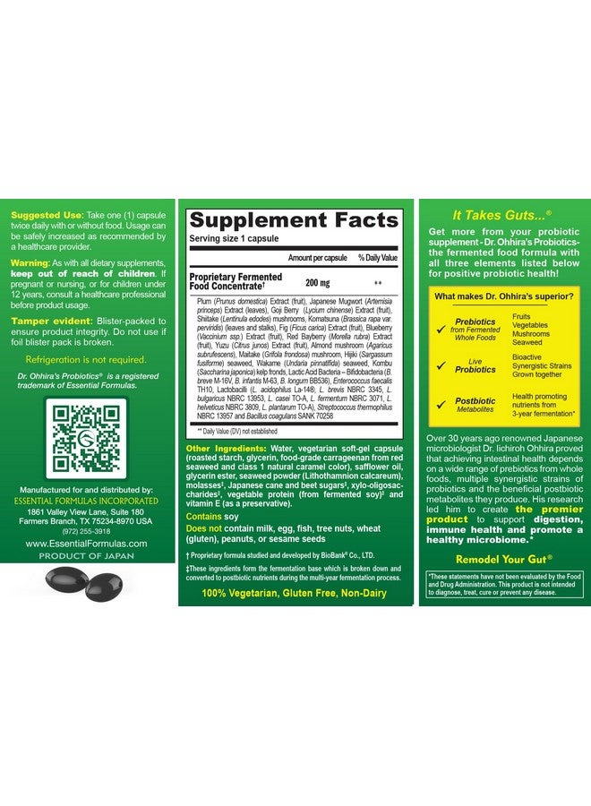 essential formulas Dr. Ohhira's Probiotics, Original Formula, 60 Caps with Bonus 10 Capsule Travel Pack - 13 Probiotic Strains with Prebiotics and Postbiotics - Image 2