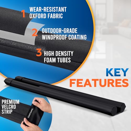 Comfyanno 2 Pack Under Door Draft Stopper - Bottom Door Gap Filler & Seal - Fits 30” to 36” Door, Block Cold Air, Noise, Sound, Bugs, Dust, Easy to Install, Double Side Block, No Adhesive, Black - Image 3