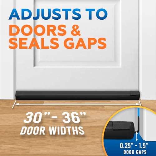 Comfyanno 2 Pack Under Door Draft Stopper - Bottom Door Gap Filler & Seal - Fits 30” to 36” Door, Block Cold Air, Noise, Sound, Bugs, Dust, Easy to Install, Double Side Block, No Adhesive, Black - Image 4