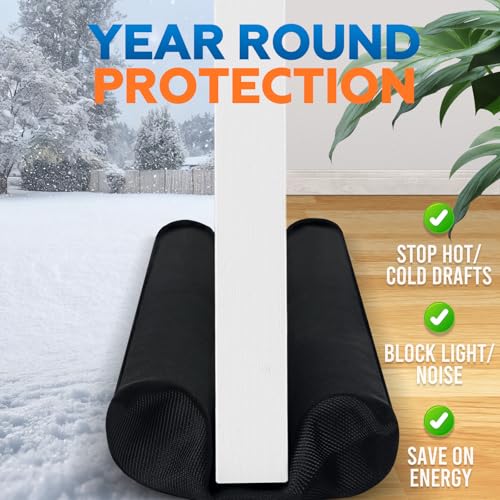 Comfyanno 2 Pack Under Door Draft Stopper - Bottom Door Gap Filler & Seal - Fits 30” to 36” Door, Block Cold Air, Noise, Sound, Bugs, Dust, Easy to Install, Double Side Block, No Adhesive, Black - Image 5