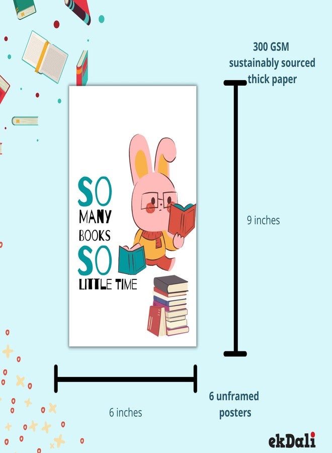 EKDALI Book Lovers Poster set for kids | Set of 6 book lovers posters with quoets | 6 x 9 inches each |350 GSM paper - Image 3