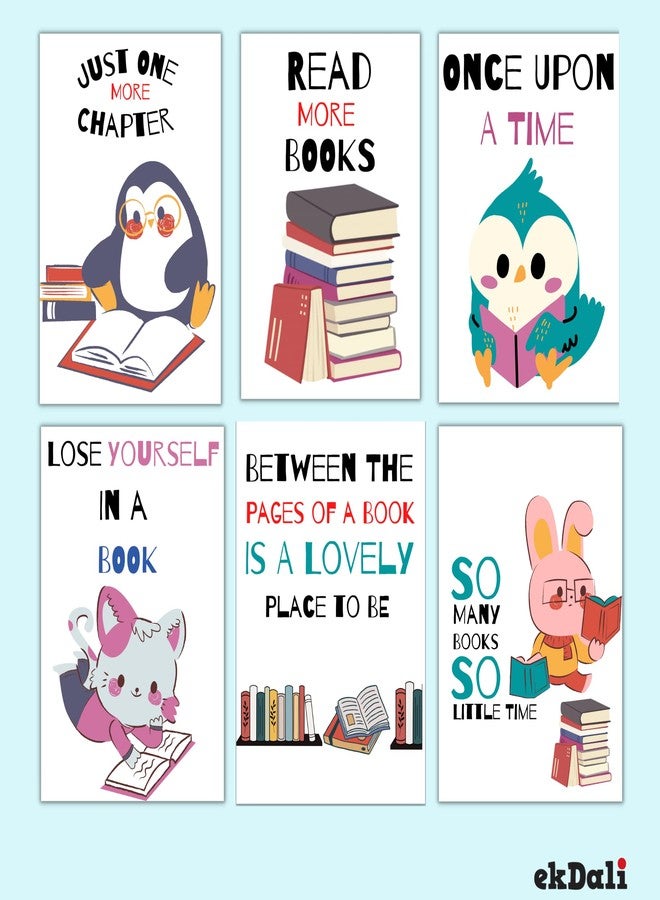 EKDALI Book Lovers Poster set for kids | Set of 6 book lovers posters with quoets | 6 x 9 inches each |350 GSM paper - Image 2