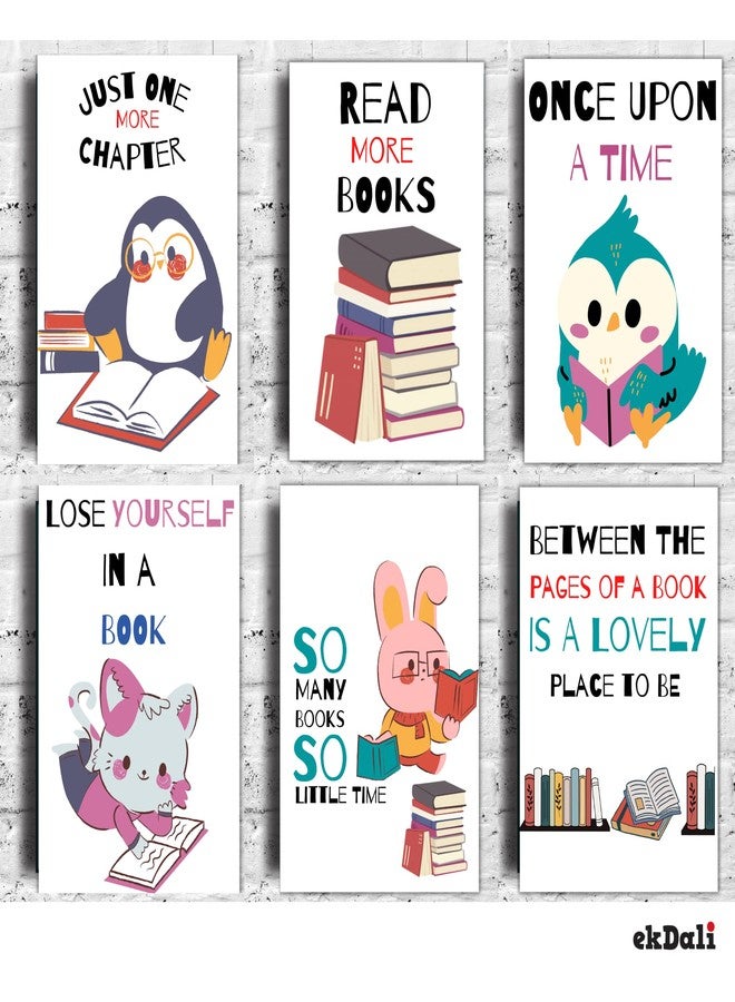 EKDALI Book Lovers Poster set for kids | Set of 6 book lovers posters with quoets | 6 x 9 inches each |350 GSM paper - Image 1