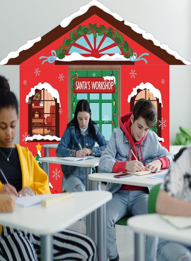 Wiooffen 4PCS Large Door Cover Decorations Santa's Workshop Christmas Party Porch Banner Xmas Winter Holiday Decor Backdrop For Xmas Front Door Banner for Wall Home Classroom School Office Outdoor Indoor Party - Image 4