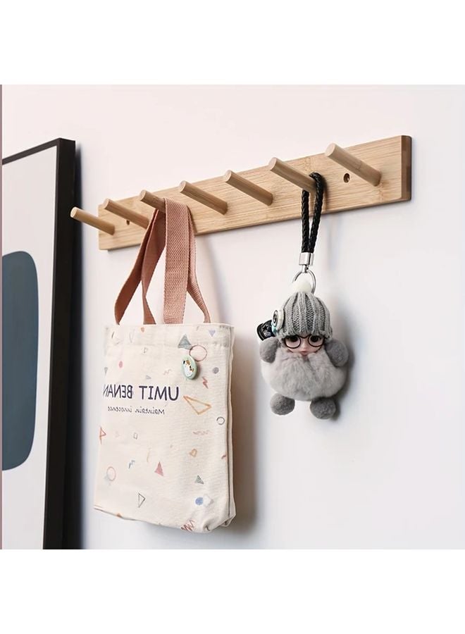 حامل معاطف مثبت على الحائط مع 5 خطاطيف من الخيزران للملابس، المناشف، القبعات، الحقائب اليدوية، والمفاتيح - Image 2