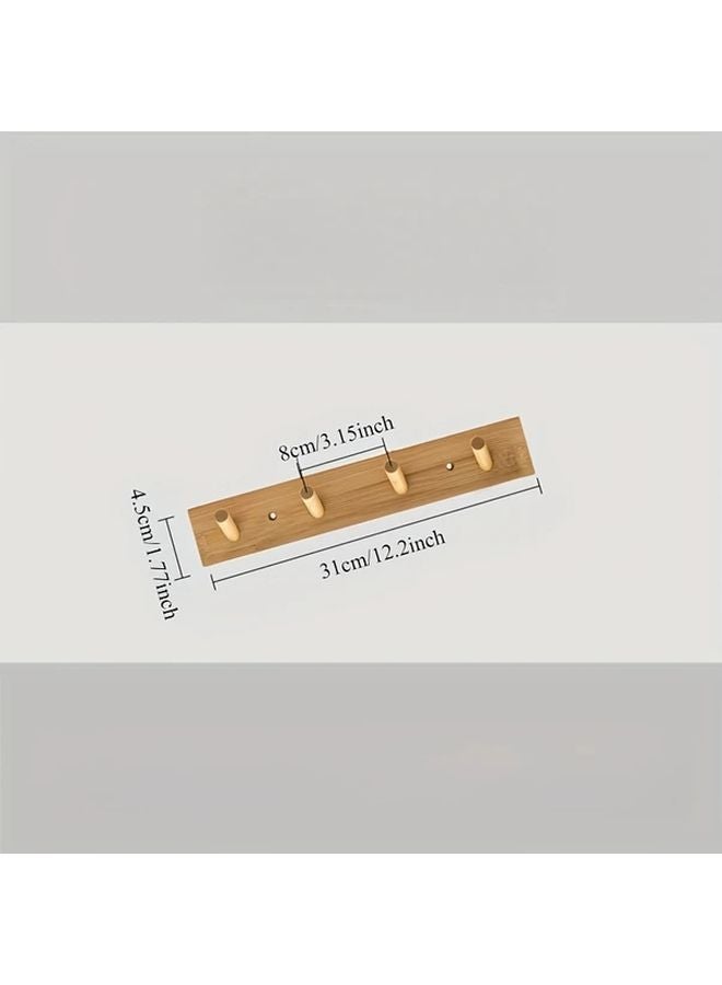 حامل معاطف مثبت على الحائط مع 5 خطاطيف من الخيزران للملابس، المناشف، القبعات، الحقائب اليدوية، والمفاتيح - Image 4