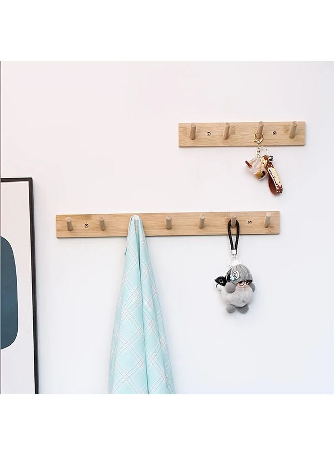 حامل معاطف مثبت على الحائط مع 5 خطاطيف من الخيزران للملابس، المناشف، القبعات، الحقائب اليدوية، والمفاتيح - Image 3