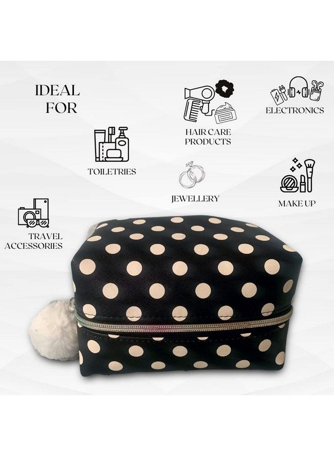 STRUTT حقائب السفر بنقشة البولكا دوت/حقيبة مكياج/حافظة مستحضرات التجميل/منظم سفر للنساء - Image 5