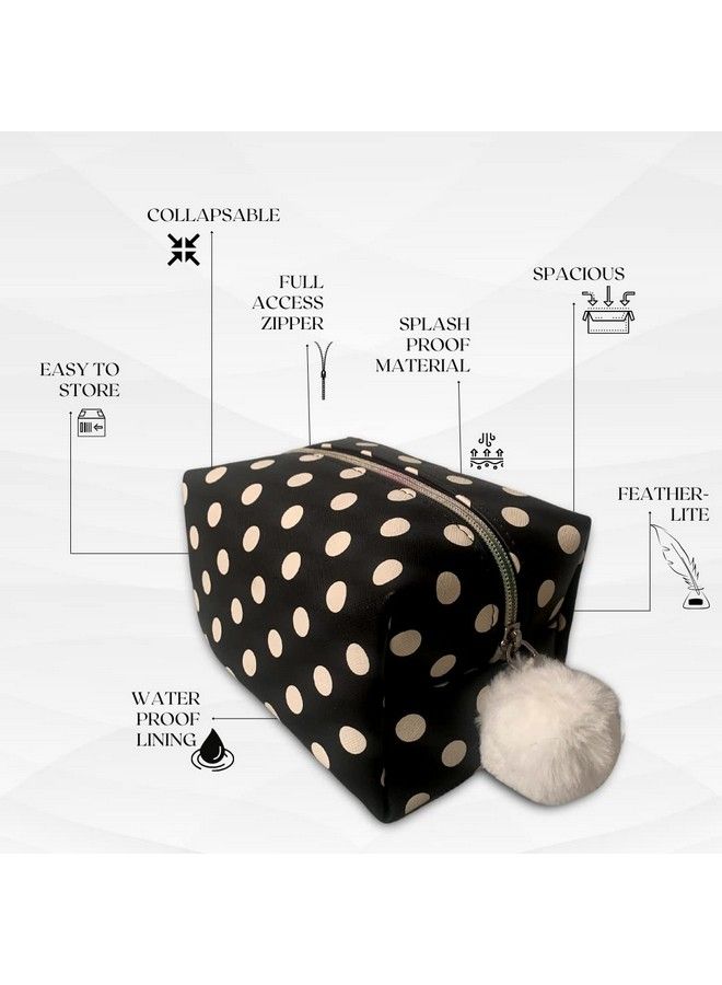 STRUTT حقائب السفر بنقشة البولكا دوت/حقيبة مكياج/حافظة مستحضرات التجميل/منظم سفر للنساء - Image 3