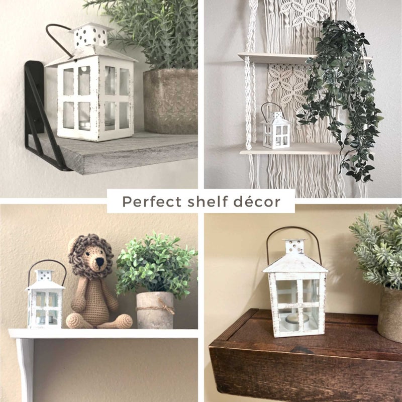 Kate Aspen Rustic Farmhouse Decor White Candle Holder Lantern Decorative (5 Inch), Wedding Decoration, Centerpiece Table Decorations, Home Decor, Shelf Decor, Fireplace Lantern - Image 4