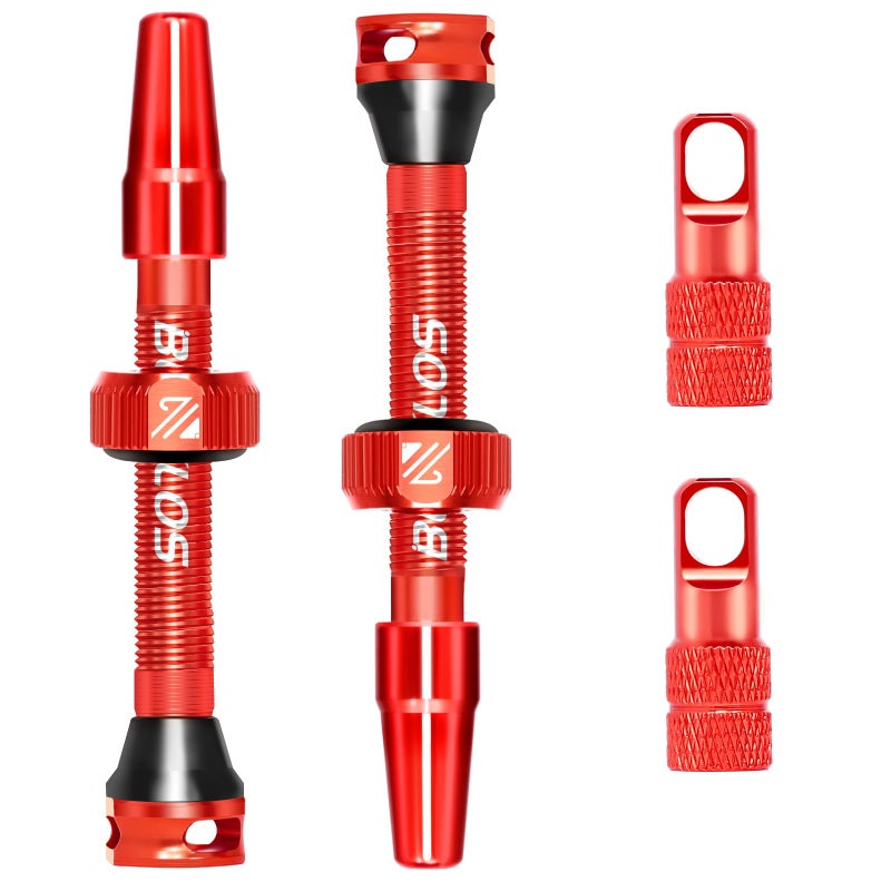 BUCKLOS Tubeless Presta Valve Stem 40/44/55/60/65/80/100 mm, Valve Stem Kit with Valve Core Removal Tool for Road Bike/Mountain Bike/MTB, Fit Most Bicycle Rims, Super Light Durable Aluminum Stem Red - Image 1