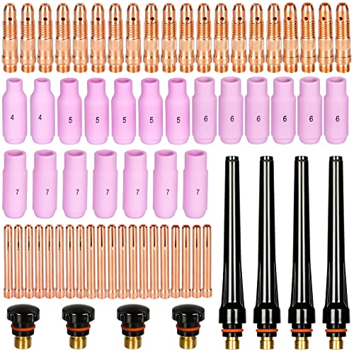 Alffun 68pcs TIG Torch Consumables Accessories KIT for TIG Welding Torch PTA DB SR WP 17 18 26 Back Cap/Collet Body/Alumina Nozzle - Image 1