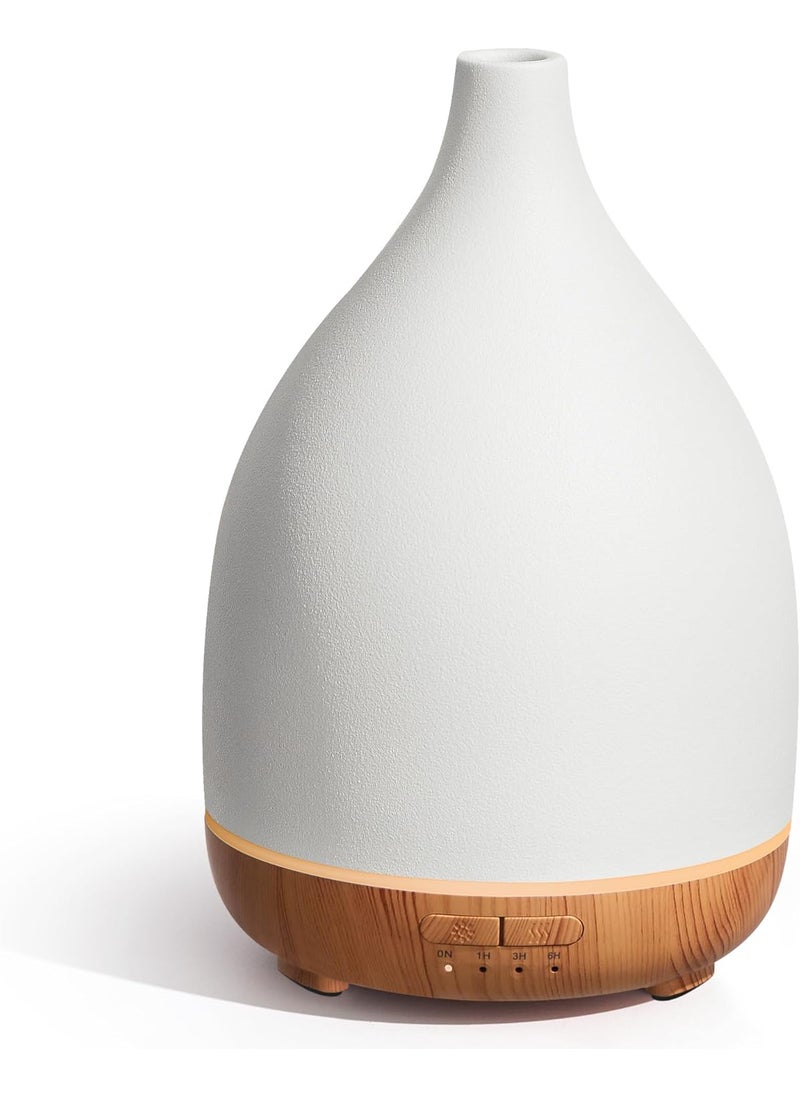 InnoGear - InnoGear Oil Diffuser, 300ML Ceramic Diffuser for Essential Oils Handcrafted Aromatherapy Diffuser Ultrasonic Cool Mist Humidifier with 4 Timers Waterless Auto Off for Room Office, White - Image 1