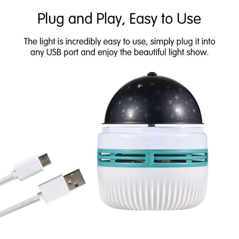 USB Starry Night Light Projector USB Star Light Mini Disco Light Colors Stage Light Stunning Starry Sky Projection and Colorful Rotating Lights Disco Ball Lamp Atmosphere Decorative Lamp for Ceiling - Image 5