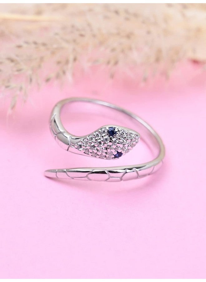 CLARA خاتم أصبع ثعبان من الفضة الإسترلينية 925 مع حزام قابل للتعديل | هدية للنساء والفتيات والزوجات والصديقات | مرصع بزركون سويسري ومطلي بالروديوم - Image 2