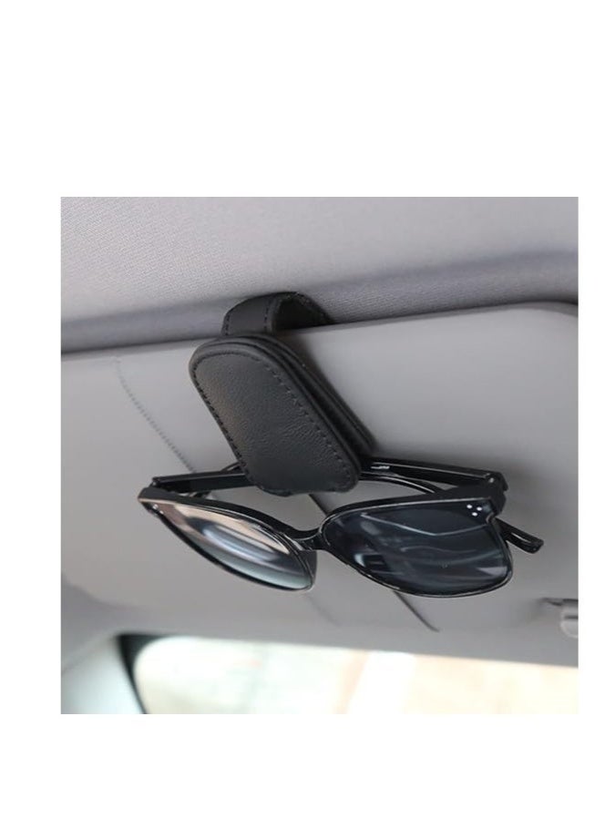 KENSON Sunglasses Holder for Car Sun Visor, Magnetic Leather Glasses Eyeglass Hanger Clip for Car, Car Glasses Holder, Ticket Business Card Clip Eyeglasses Mount Car Visor Accessories Fit for Most Vehicles - Image 2