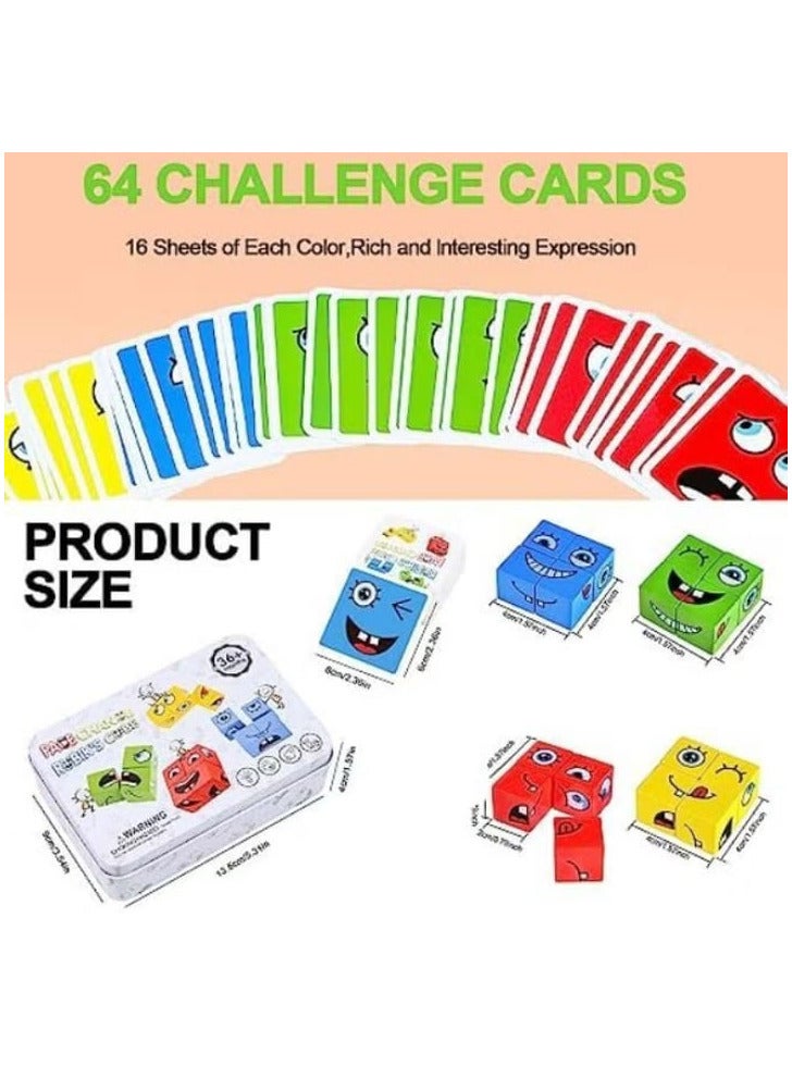 اس اي ال احجية مكعبات خشبية لتغيير الوجه، مكعبات متعددة اللاعبين تعمل على تحسين مهارات التفكير والتعاون وادراك الالوان، العاب لوحية للاطفال من سن 3 سنوات فما فوق - Image 2