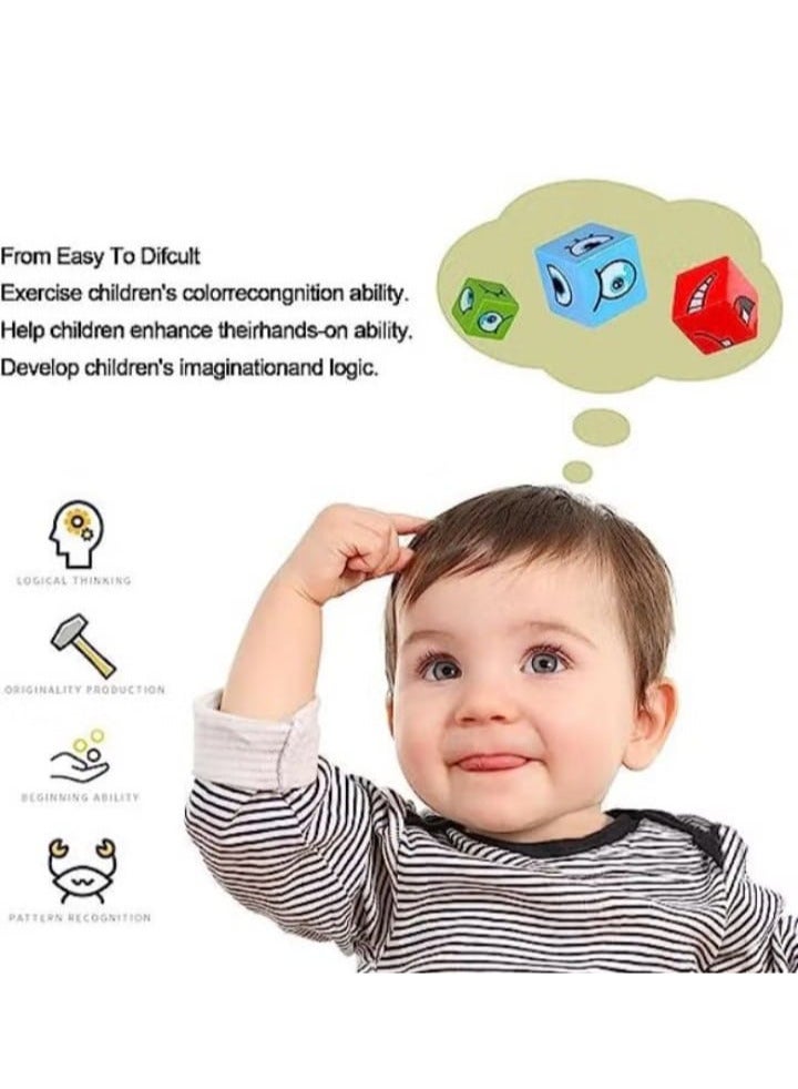 اس اي ال احجية مكعبات خشبية لتغيير الوجه، مكعبات متعددة اللاعبين تعمل على تحسين مهارات التفكير والتعاون وادراك الالوان، العاب لوحية للاطفال من سن 3 سنوات فما فوق - Image 4