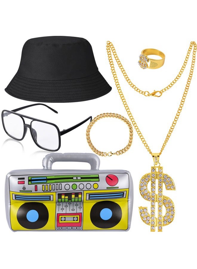 Yaromo 80s/ 90s Hip Hop Costume Kit with Dollar Sign (6 Pieces) - Image 1