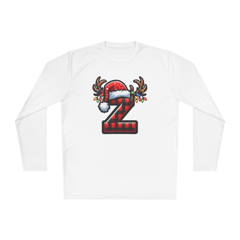 Christmas design with the first letter of name Merry Christmas Festive HolidayT-Shirt White Long Sleeve T Shirt Z Letter Design Christmas Hat (White, XX Large) Tee-71 (White, Large) - Image 1